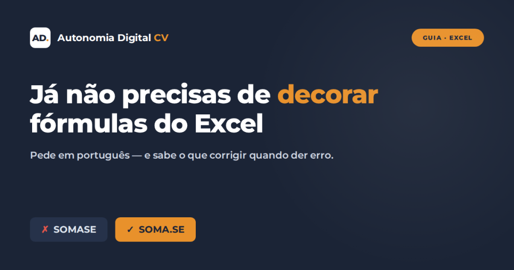Fundo azul-escuro com o título do artigo e duas etiquetas: SOMASE errado, SOMA.SE certo